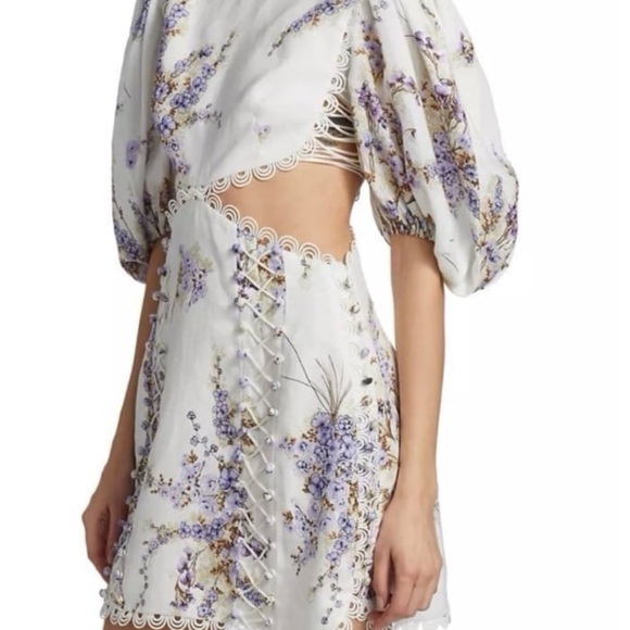 Zimmermann Jude Floral Linen Cut-out minidress - Picture 5 of 12